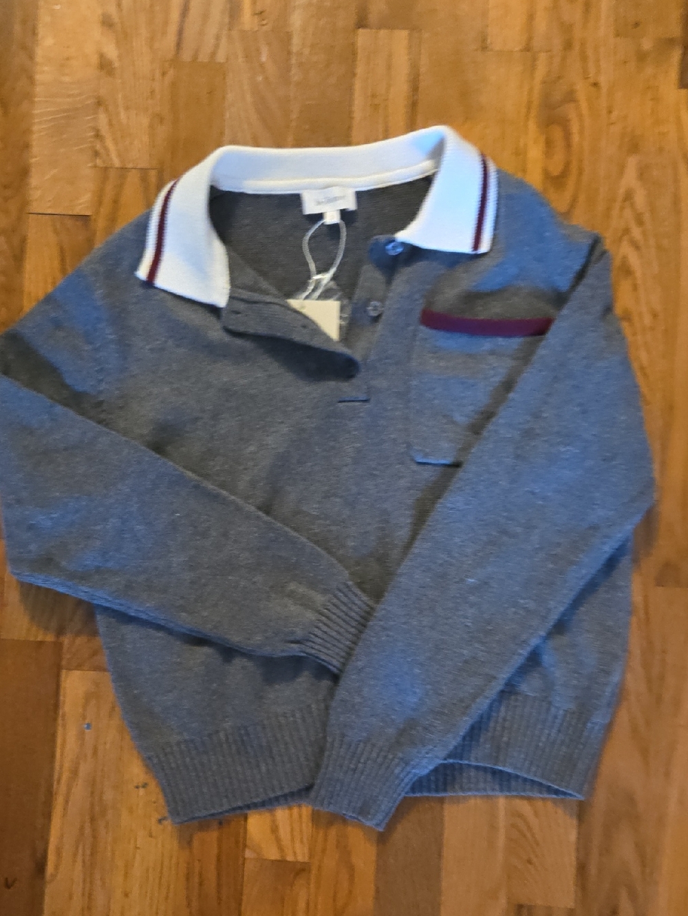 Gray Polo-Collar Sweater